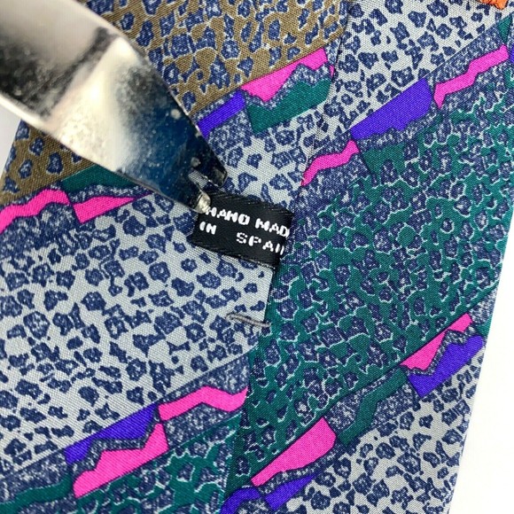 MISSONI Diagonal Animal Print Striped Multicolor 100% Silk Necktie - Needs fix - Picture 10 of 12